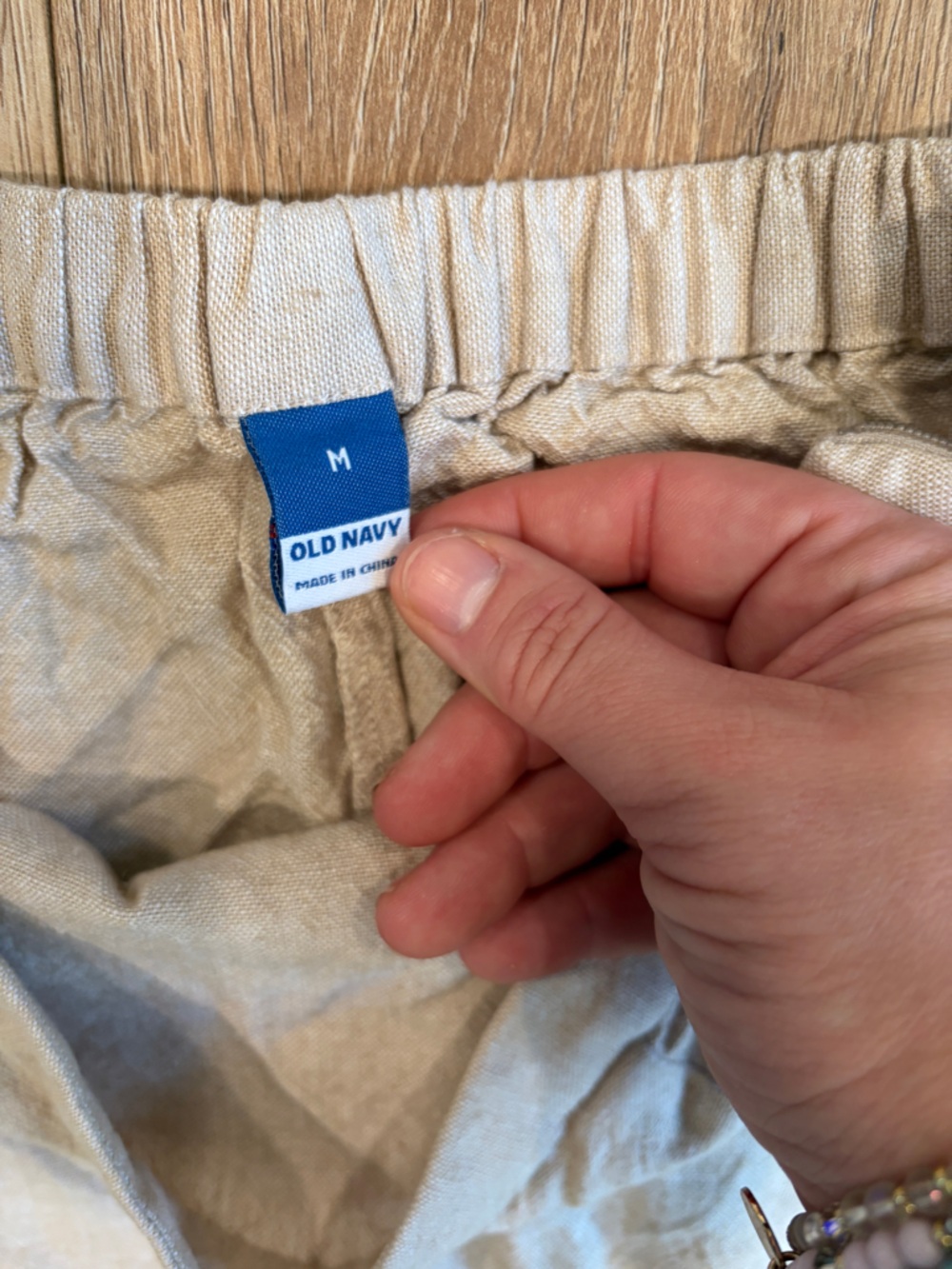 Old Navy Linen Blend Midi Skirt Beige Neutral Minimalist Elastic Waist Size M - Picture 6 of 7